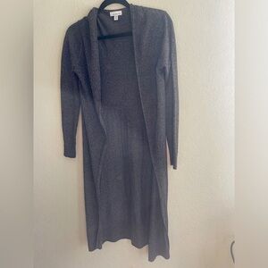Allison Joy lightweight heather gray duster long cardigan sweater, XS